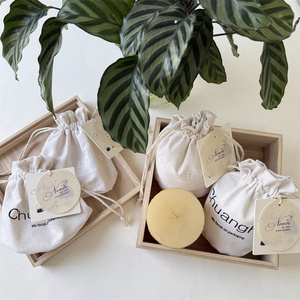 Sac en coton mousseline à fond rond avec cordon de serrage, imprimé avec logo personnalisé, pour emballage de bijoux, cadeaux, bouteilles, bougies en cire - Product Image 3