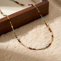 Perhiasan Bingxin Bohemian DIY Kalung Baja Anti Karat Fashion Manik-Manik Batu Alam Warna-Warni Rantai Campuran Batu Kalung Custom