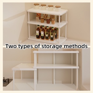 Creative Expandable Cupboard Sink Countertop Organizer Riser Rack Storage <b>Corner</b> Shelf Double Tier <b>Cabinet</b> Shelf - Product Image 4
