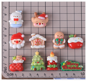 Decoraciones para teléfonos móviles Lote mixto Resina Árbol de Navidad Vela Muñeco de nieve Santa Claus Casa Ciervo manzana Encantos 3D Flatback Cabochons - Product Image 2