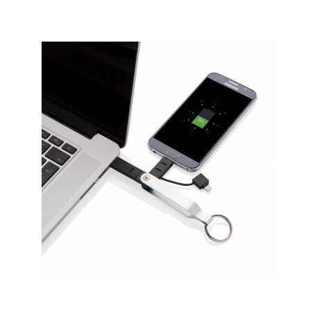 MFi Certified 2-in-1 Cable Keyring 3A Fast Charging 3-in-1 Pure Copper Ports Micro Type-C Type-C Includes Micro-USB for iPhone