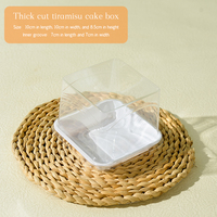 Boîte à gâteau carrée transparente pour tiramisu, jetable, en PET, pour mousse, tranche de gâteau, blister, à emporter, pour aliments et emballages