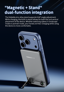 <span class=keywords><strong>Batterie</strong></span> <span class=keywords><strong>externe</strong></span> ultra-fine 10000 mAh 20W PD 15W avec charge <span class=keywords><strong>magnétique</strong></span> sans fil, support intégré, contrôle intelligent de la température, chargeur de voyage portable - Product Image 4