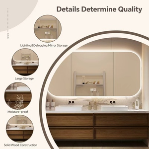 Mueble de Baño Doble de 56-92 Pulgadas con Lavabo, Incluye Espejo LED Antivaho y <span class=keywords><strong>Encimera</strong></span> de Piedra - Product Image 3