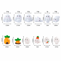 Figurines de lapins miniatures en résine mignonnes et kawaii, lapins blancs avec carotte pour maison de poupée, jardin féerique, décoration DIY pour la maison