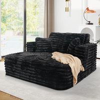 Chaise longue surdimensionnée pour l'intérieur, canapé-lit en fausse fourrure moelleuse avec oreillers et accoudoirs larges, canapé nuage confortable et moelleux