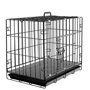 Kandang Anjing Logam Mewah Ukuran Besar untuk Dalam Ruangan, Warna Hitam, Pintu Ganda dengan Kunci dan Baki Plastik - Product Image 6