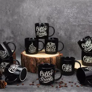 13oz mug kopi Logo kustom cangkir keramik promosi cangkir hadiah dengan pencetakan layar sutra