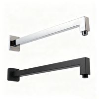 Bras de douche en L de 16 pouces en acier inoxydable 304, fixation murale dissimulée, chrome noir mat, écologique, pour salle de bain d'hôtel