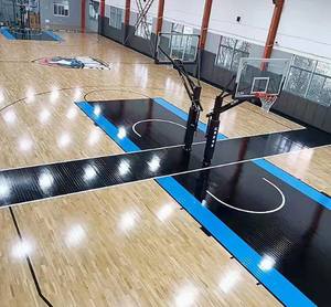 Plancher de terrain de <span class=keywords><strong>basket</strong></span> flottant fixe FIBA de haute qualité Plancher en bois de sport en érable dur brillant Parquet en PVC Revêtement de sol en WPC - Product Image 6