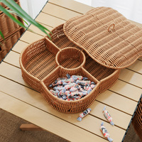 Chine fabricant porte-bonbons PP rotin panier de rangement avec couvercle Snack plateau assiette de fruits bol pour la décoration de fête de bureau à domicile