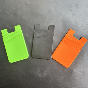Custom logo Adhesives Pocket Upgraded 2 Layers Stick on Mobile Phone case Back Side Silicone Credit Card Holder Wallet - Product Image 4