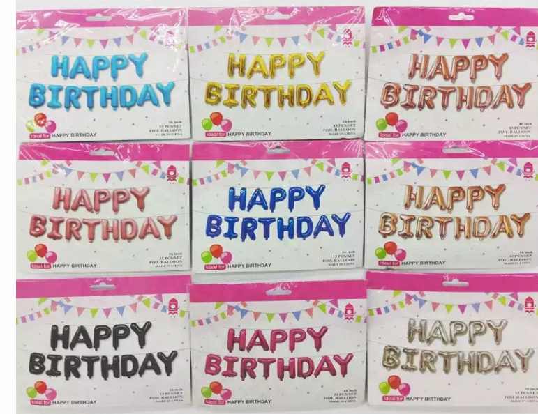 Wholesale 16 Inch HAPPY BIRTHDAY Letters Foil Helium Alphabet Party Decoration Balloons Banner Set