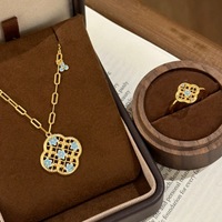 Nouvel ensemble de bijoux délicats chinois 2026 : Collier anneau émaillé ajouré de luxe léger et rétro, qualité supérieure