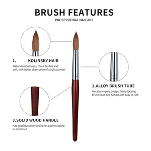 Kolinsky Acrylic Nail <b>Brush</b> 16# 18# Solid Wood Handle Professional Manicure <b>Brushes</b> for Powder Acrylic Application 24mm 25mm - Product Image 3