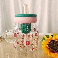 Tasse à thé en verre borosilicate pour femme avec paille et infuseur, résistante à la chaleur, capacité 800 ml, design classique, réutilisable