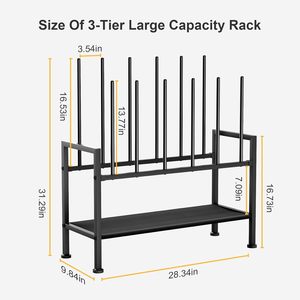Étagère pour chaussures hautes et baskets, à 3 niveaux, en métal noir, à usage multiple, moderne et durable, avec grand espace de rangement - Product Image 2