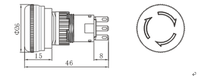 Interruptor de Parada de Emergencia con Cabeza de Hongo de 16 mm, 1NO1NC/2NO, 3A/5A/220V, IP67, Impermeable, LED, Plástico, Botón Pulsador de Control