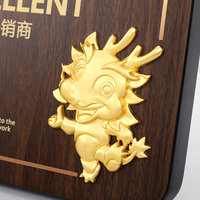 Venta al por mayor de fábrica: Placa de madera con impresión UV, accesorios metálicos personalizados, medalla, trofeo de madera, premio promocional de 20x20cm.