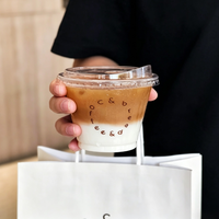 Gobelets jetables personnalisés avec logo, 4/6/8 oz, pour boissons froides, smoothies, thé au lait, bubble tea, avec couvercles, gobelets en plastique transparent pour café