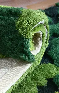 Karpet Rumah Anti Selip Wol Buatan Tangan Kustom Permadani Lumut Hutan Hijau 3D