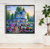 Kit de Peinture Diamant AB DIY – Diamants Ronds/Carrés Complets – Motif Cottage de Jardin Art Déco