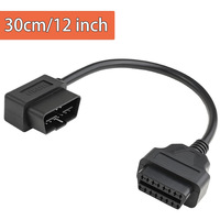 Adaptateur OBD II connecteur de Diagnostic 16Pin mâle femelle câble d'extension conducteur en cuivre à Angle droit gauche pour Automobile