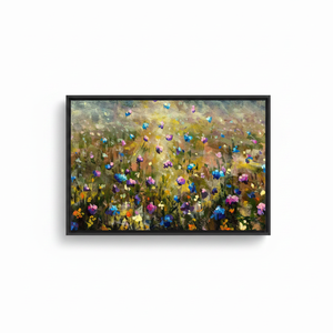 Printed Canvas Artwork: Modern Floral Wall Decor with Wildflower Field Design,<b>BLACK</b> <b>FRAMED</b> CANVAS - Product Image 2