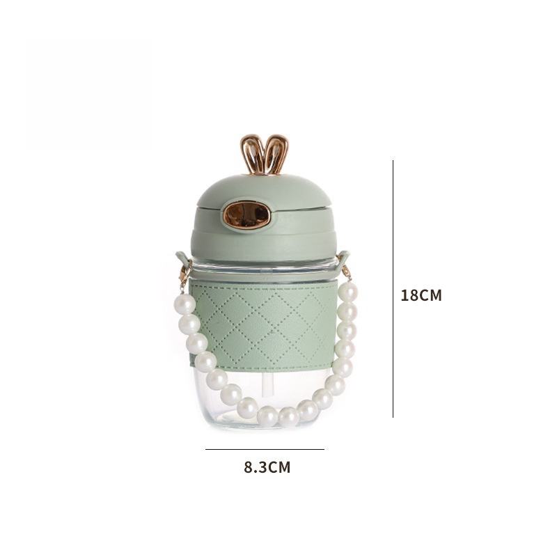 Green-A- Leather cup cover + pearl chain