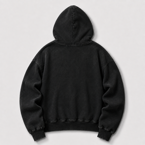 Felpa con cappuccio di lusso da uomo, pesante 450 GSM, vestibilità ampia, con doppia cerniera, maniche corte a sbuffo, oversize, con inserti, stile raglan, con giacca a capottina - Product Image 3