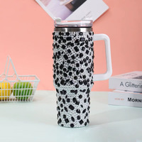 Nouvelles tasses isothermes de bureau de haute qualité en acier inoxydable 304 de 40 oz avec strass et poignée