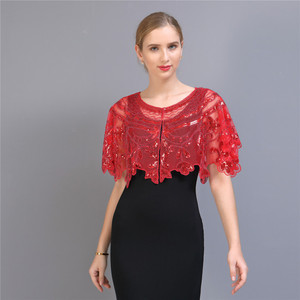 Sciarpa/Giacca da Sposa in Pizzo Elegante con Ricamo Floreale di Paillettes Lucide, Taglia Unica da Donna, per Abiti da Sera e Cerimonia - Product Image 6