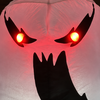 Décoration d'Halloween Gonflable Fantôme Blanc de 105 cm pour Fenêtre avec Yeux LED Rouges, Ventouses et Souffleur