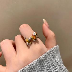 แหวนสปริงรูปสุนัขน่ารักแปลกตา แหวนนิ้วโป้งเด็กผู้หญิงน่ารัก แหวนเปิดปรับขนาดได้ - Product Image 5