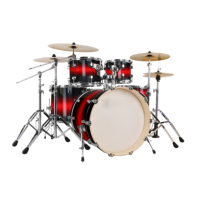 Kit de batterie 5 pièces avec caisse claire, tom de sol, grosse caisse, 4 cymbales, support de cymbales et tabouret de batterie
