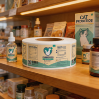 Étiquettes personnalisées pour probiotiques pour animaux de compagnie, pour chiens et chats, gouttes complémentaires, flacon de 30 ml, autocollants avec informations sur le complément et guide de dosage