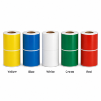 Papier pour étiquettes thermiques noir sur fond couleur, ruban d'étiquettes continu pour l'industrie de la logistique et de la livraison express