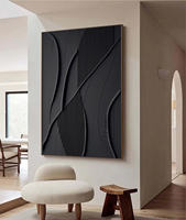 Peinture murale géométrique abstraite 3D OEM, art texturé en terre cuite, décoration murale Wabi Sabi minimaliste, grande peinture pour salon