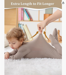 Personalización de Fábrica |   Pijama de Bambú con <span class=keywords><strong>Manoplas</strong></span>, Cierre de Cremallera Bidireccional, Pijama para Bebé Niño, Mono Antideslizante para <span class=keywords><strong>Dormir</strong></span> y Jugar - Product Image 4