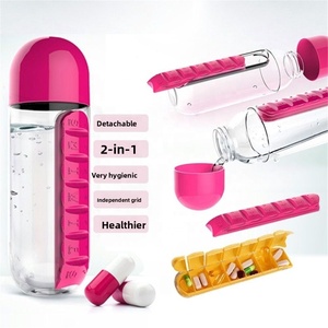 Boîte à médicaments ronde portable en plastique de 7 jours, colorée, avec gobelet détachable et rappel, en PP, vente en gros - Product Image 6