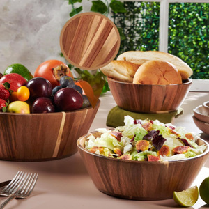 ชามสลัดไม้กระถินขนาดใหญ่ ทนทาน ใช้ในครัวเรือน ชามใส่ผลไม้ - Product Image 3