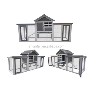 SDR031 Cage à lapin en bois de luxe, grande maison pour animaux d'intérieur et d'extérieur pour lapins, chats et chiens avec toit imperméable, motif animal - Product Image 6