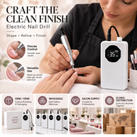 Kit de perceuse à ongles sans fil de bureau 45000 tr/min avec logo personnalisé OEM, lampe UV, collecteur de poussière et pédale pour ongles en acrylique – Vente en gros