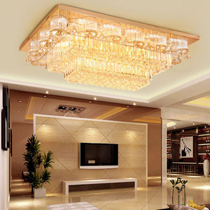 Lámpara colgante de cristal LED de lujo moderna, lámpara de techo rectangular dorada con Base de aluminio para el hogar, oficina, Hotel, boda - Product Image 1
