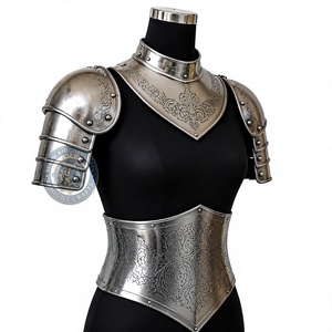 Armure de guerrier médiévale en aluminium plaqué argent avec motif gravé, forme irrégulière, style antique et moderne, pour costume de mode - Product Image 5