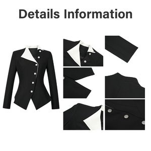 ZYHT 71191 レディースオフィスブレザージャケット ブラックコントラストカラー 長袖カジュアル服 工場カスタム レディーススーツコート ブレザー - Product Image 4