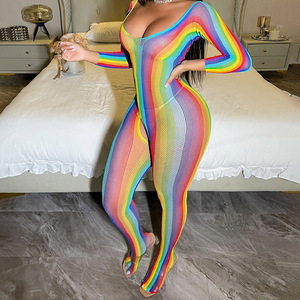 Lingerie <span class=keywords><strong>Femme</strong></span> Sexy Body Rave Arc-en-ciel, Collant Intégral Érotique Sans Entrejambe, Sous-vêtements - Product Image 5