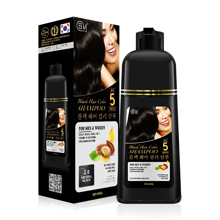 Shampooing noir semi-permanent vegan, produit colorant, couleur noire des cheveux