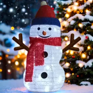 24" USB 8-function Timing Remote Control 33pcs LED Lights Sprinkled With Powdered Snowflake Cloth Snowman