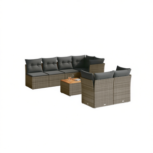 Ensemble de canapés de jardin en couleur gris brun avec coussins, mobilier d'extérieur au design contemporain, résistant à l'eau, en rotin - Product Image 1